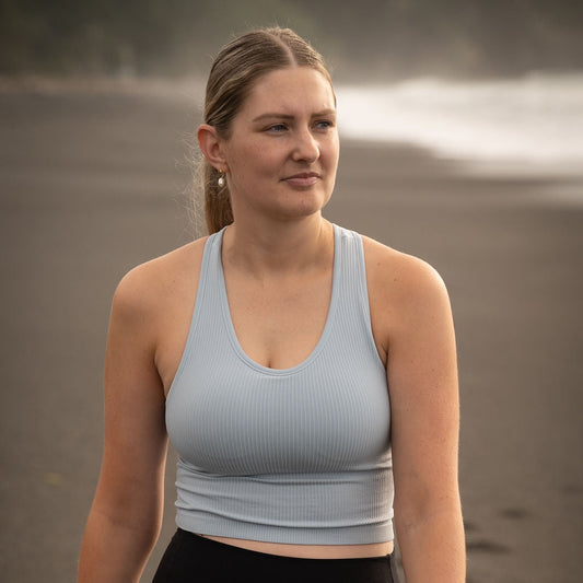 Ribbed Crop Tank - Blue