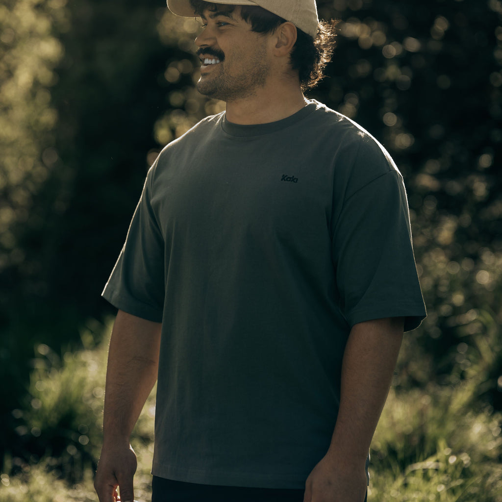 Mini Kaki Logo Tee - Charcoal
