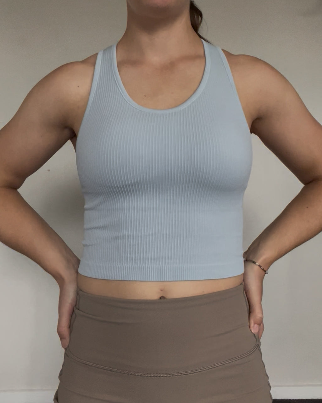 Ribbed Crop Tank - Blue