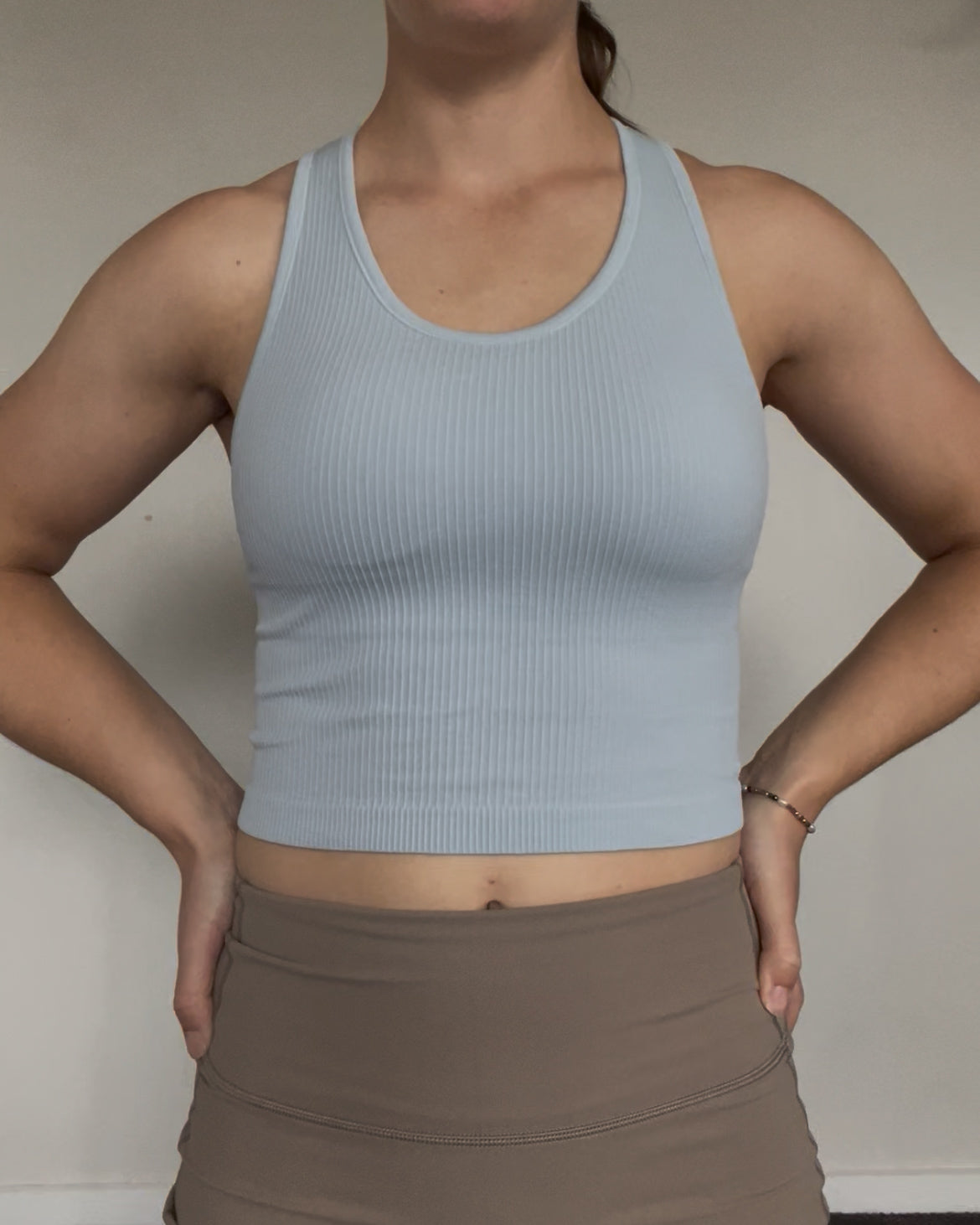 Ribbed Crop Tank - Blue